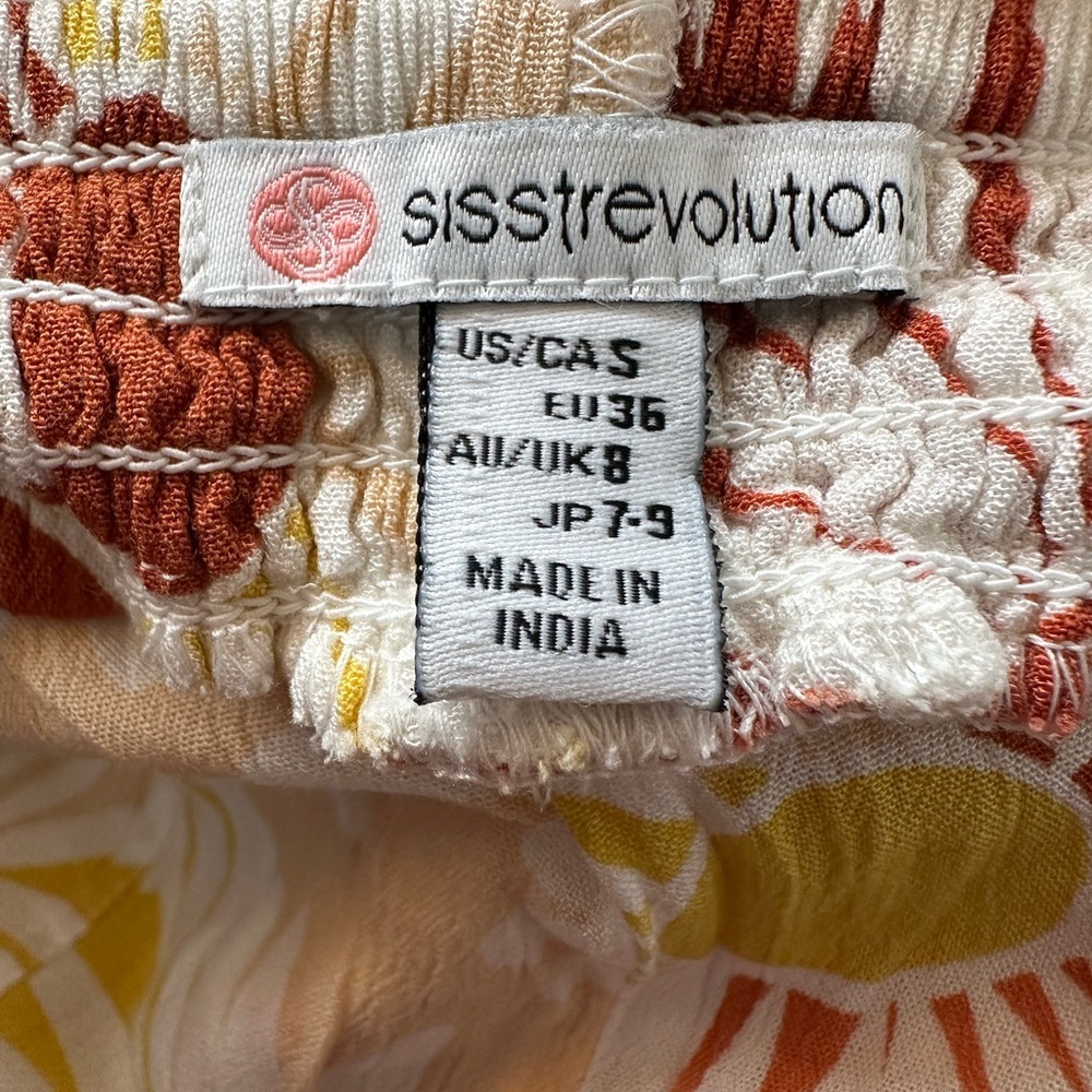 SISSTREVOLUTION Elastic Waist Floral Summer Wide Leg Small Medium Pants BNWT - Picture 4 of 6